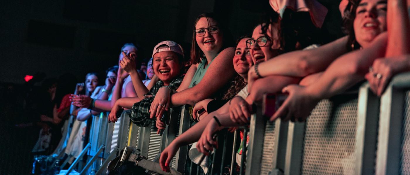 Students having fun in the front row at the Spring Concert